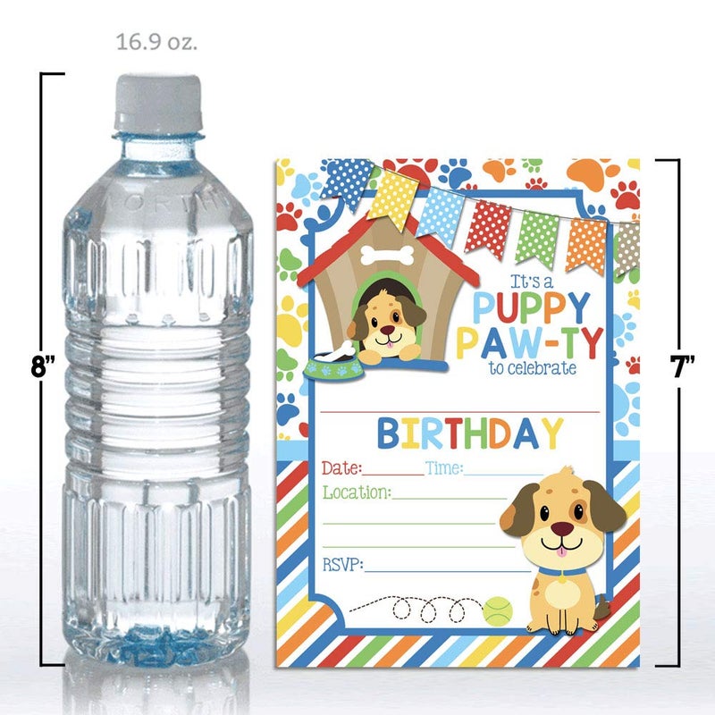 Amanda Creation Dog House Puppy Dog Themed Birthday Party Invitations for Boys, 20 5x7 Fill In Cards with Twenty White Envelopes by AmandaCreation - Image 4